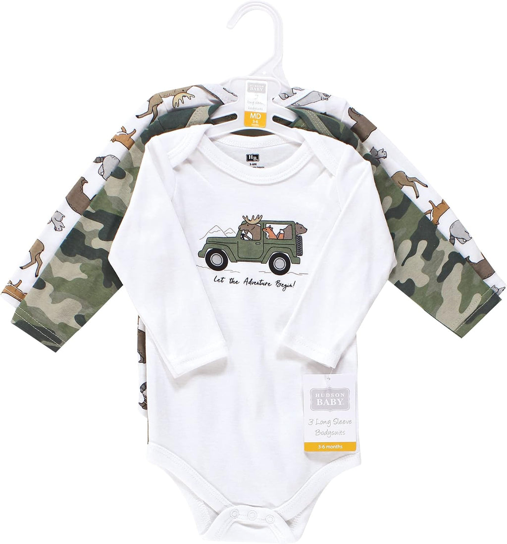 baby-boys Cotton Long-sleeve Bodysuits 3-pack