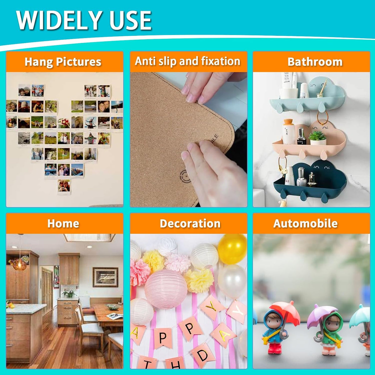 Double Sided Tape for Walls, Picture Hanging Strips Removable Mounting Dots