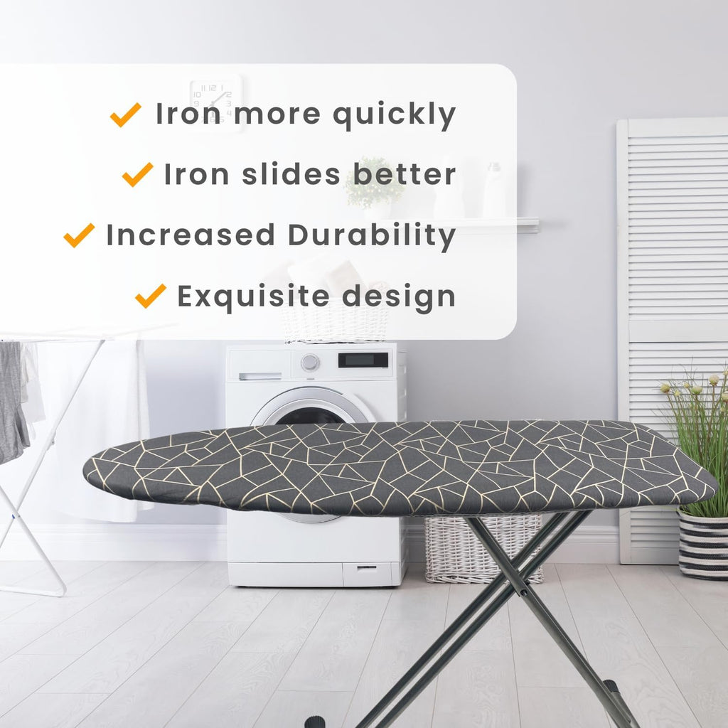 Ironing Board Cover and Pad Standard Size 15x54 inch Extra Heavy Duty Thick Padding, Heat Reflective, Non Stick