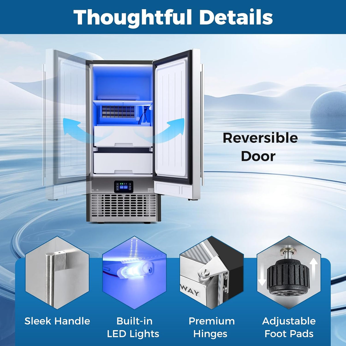 Commercial Nugget Ice Maker Machine 90 Lbs/24H Chewable Pellet Ice