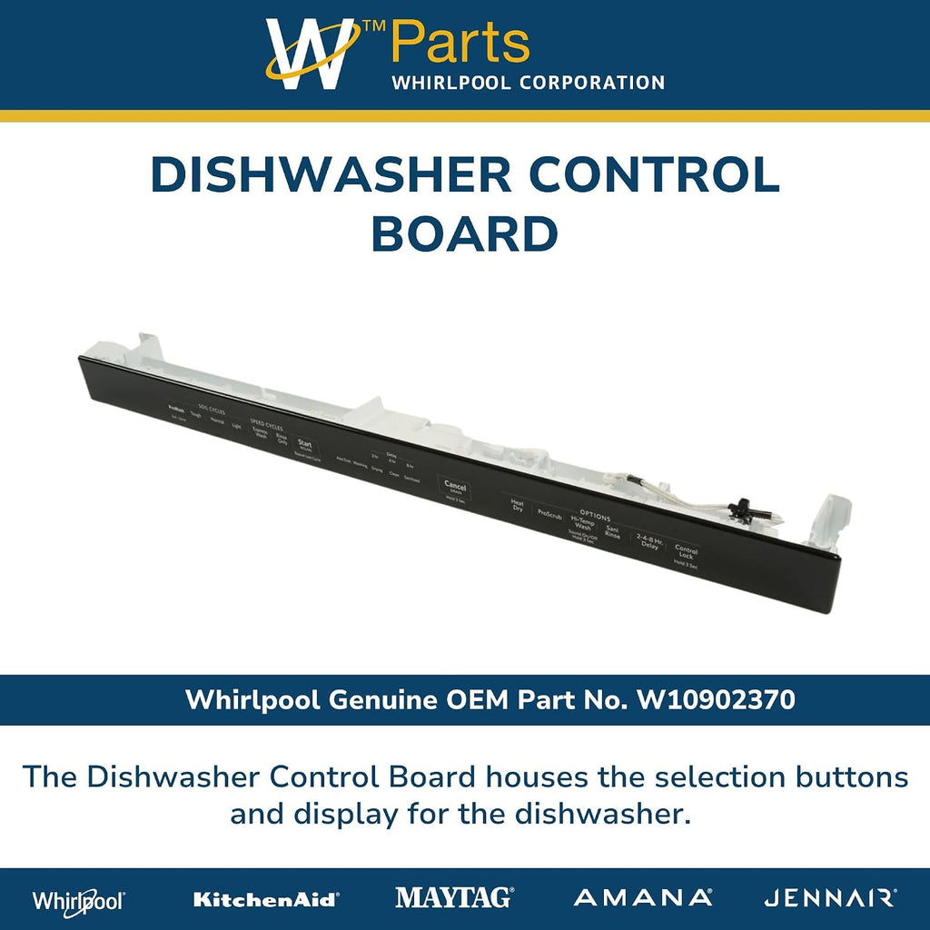 Whirlpool W10902370 Genuine OEM Dishwasher Control Board Replacement Part - Replaces W10716255, W10860320, and W10852988