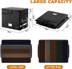 File Box with Lock,Multi-Layer Fireproof Document Box Collapsible File Storage Organizer with Pockets/Handle,Large