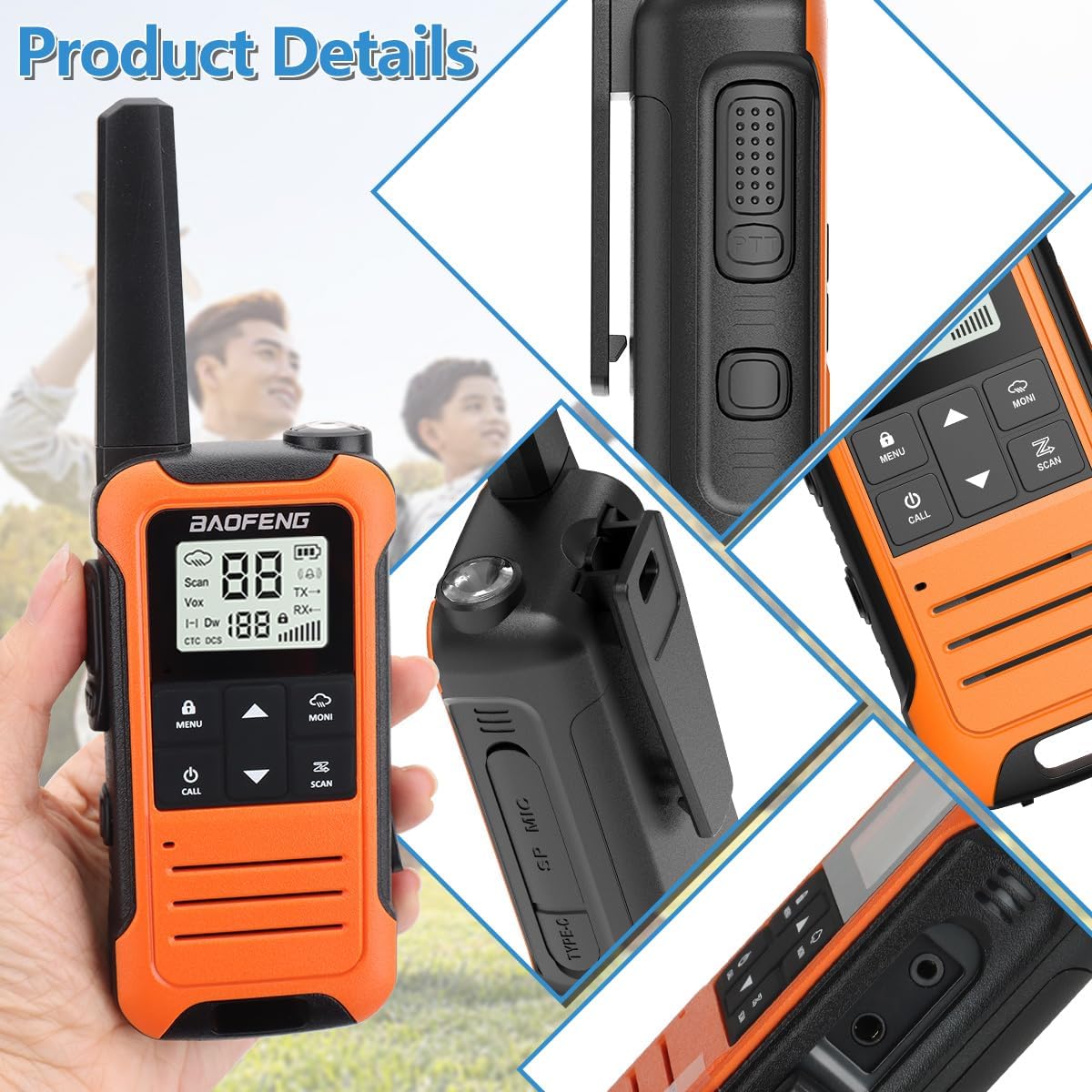 Walkie Talkies Long Range for Adults, Rechargeable Walkie Talkie Baofeng F22 FRS Radio Walky Talky Family