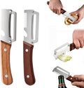 3-in-1 Vegetable Peeler with Scallion Shredder & Bottle Opener – Wide Stainless Steel Blade, Wooden Handle Julienne