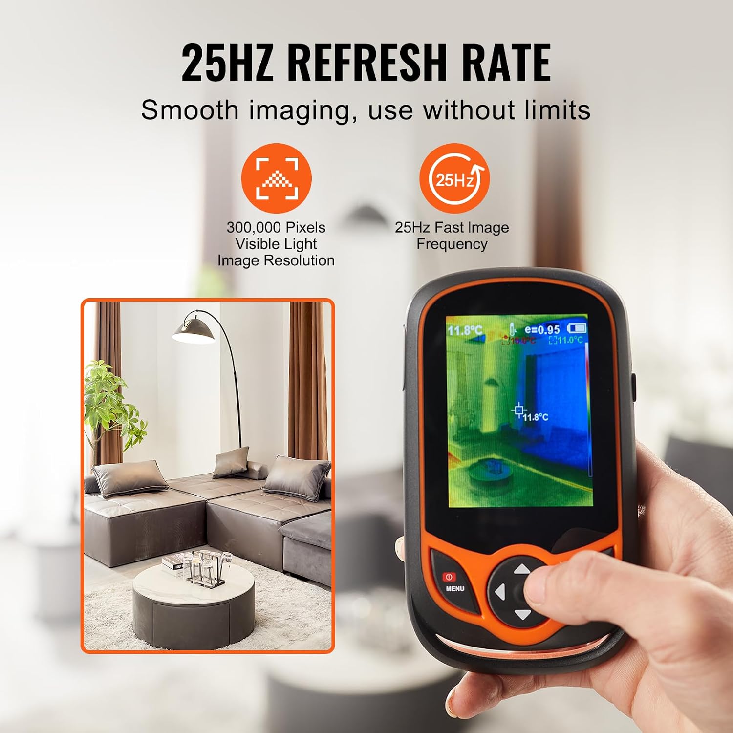 Thermal Imaging Camera, 256 x 192 IR Resolution Pocket Infrared Thermal Imager with WiFi, 25Hz Refresh Rate Thermal