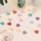 10Pcs Natural Shell Button, 2 Hole 11.5mm Heart Shape, Pink
