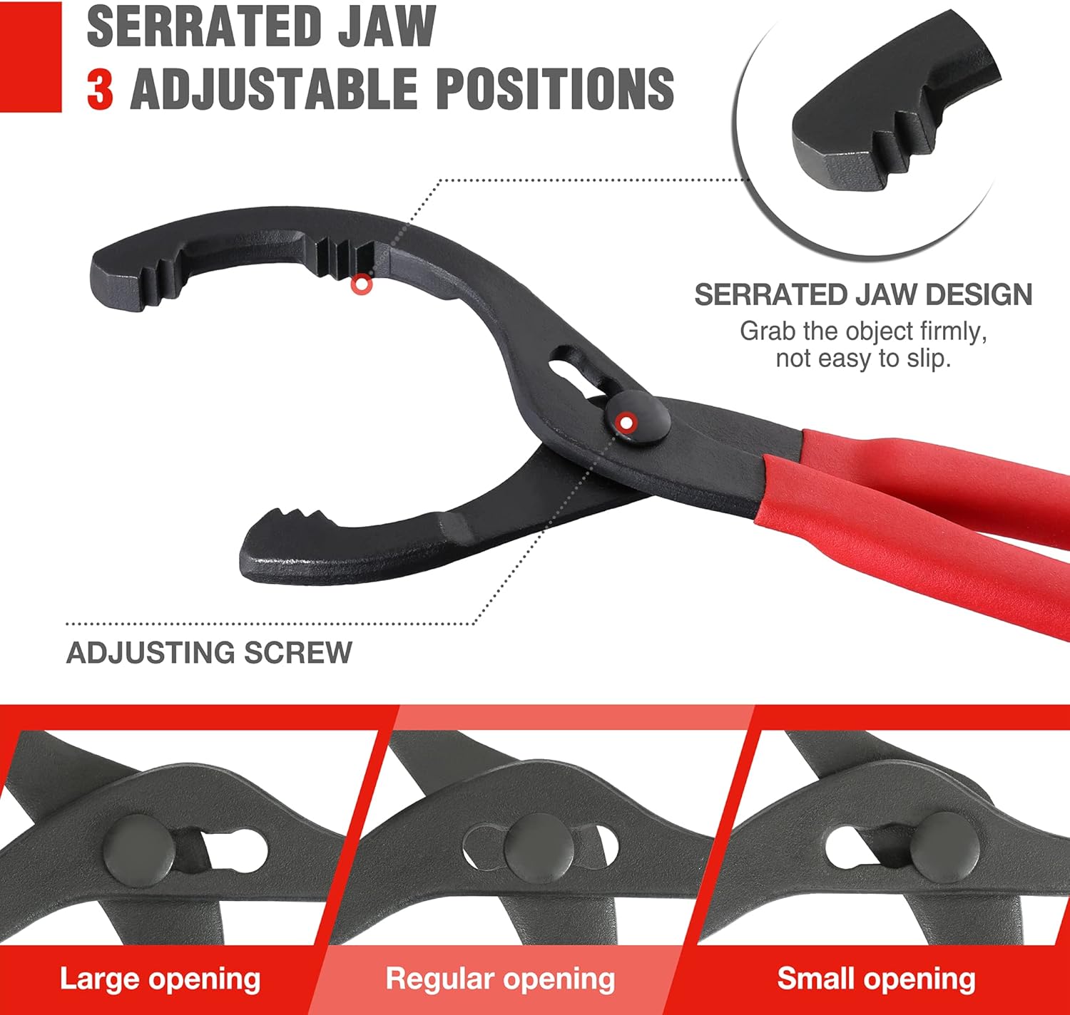 12" Adjustable Oil Filter Pliers, Wrench Adjustable Oil Filter Removal Tool, Ideal For Engine Filters, Conduit, &