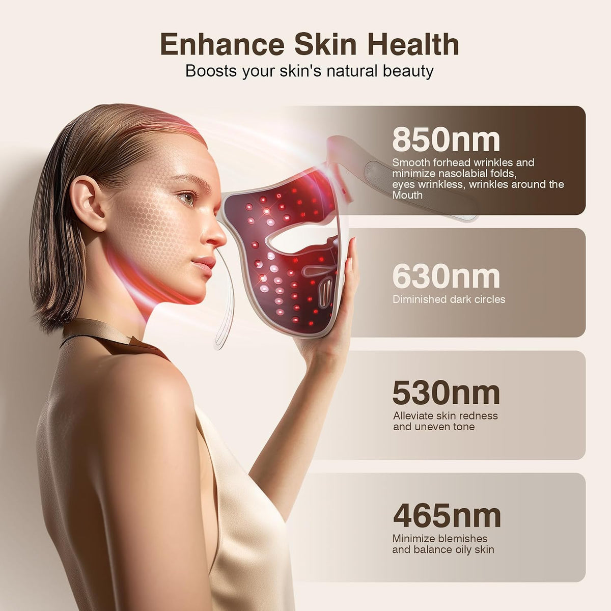 Red Light Therapy Mask for Face, 3D LED Face Mask, Wireless,9 Modes