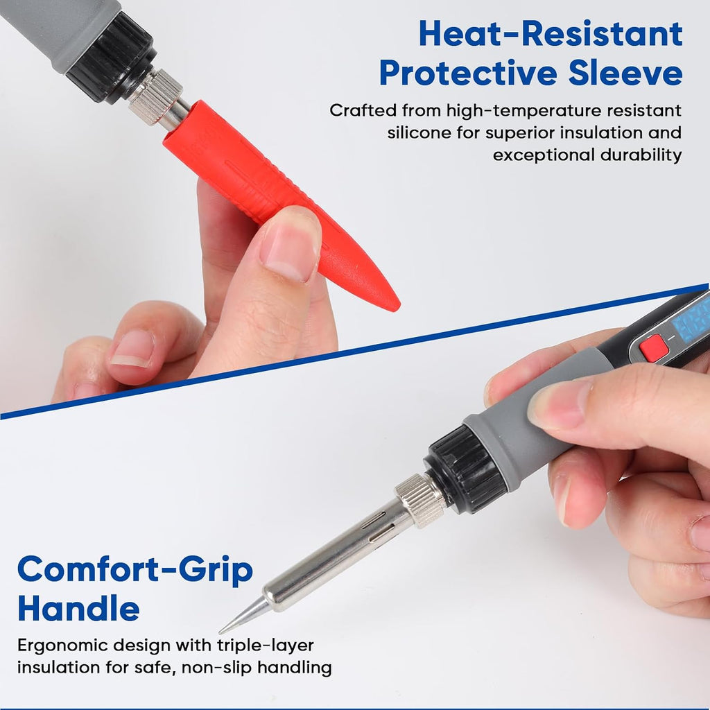 Soldering Iron Kit, 60W Soldering Tools with LCD Digital Display, 180°-500°C / 356°-932°F Adjustable Temperature, 5