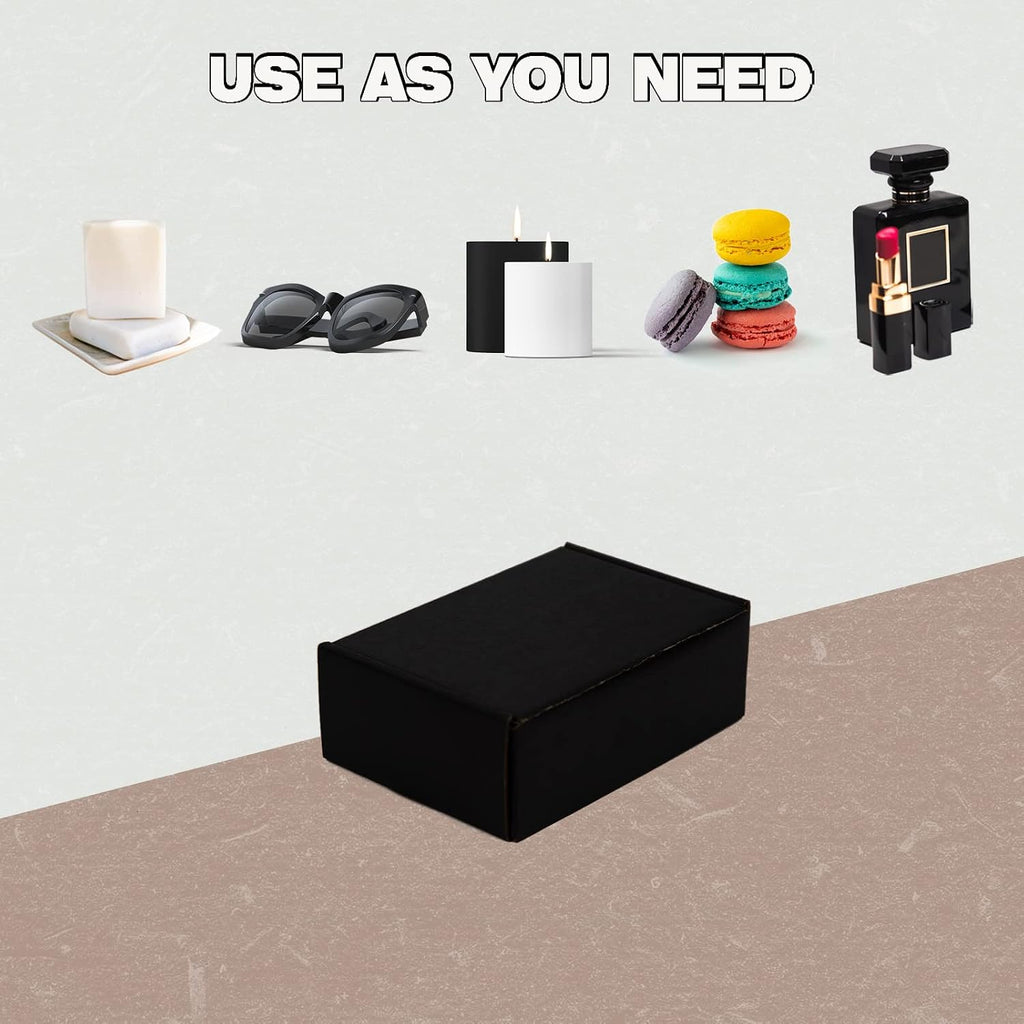 6x4x2 Inches Shipping Boxes Pack of 25, Packaging Corrugated Cardboard Mailer Boxes for Small Bussiness, Black