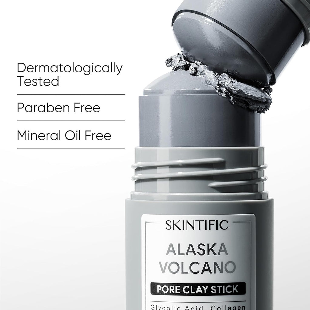 Deep Pore Cleansing Blackhead Remover Face Mask Stick, Mud Mask with Natural Alaska Volcano Clay, Gentle Exfoliating
