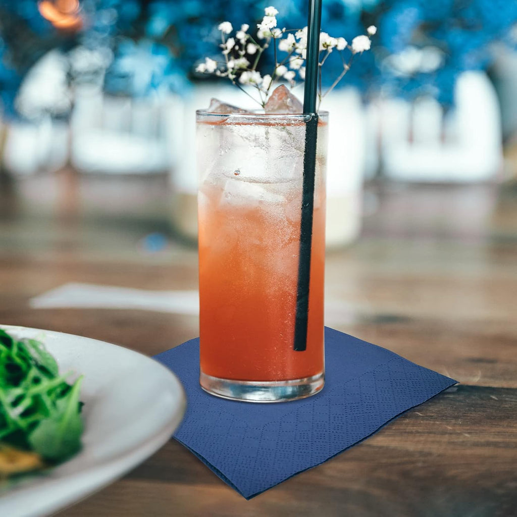 300 Count Navy Blue Beverage Napkins,2-Ply Navy Cocktail Napkins