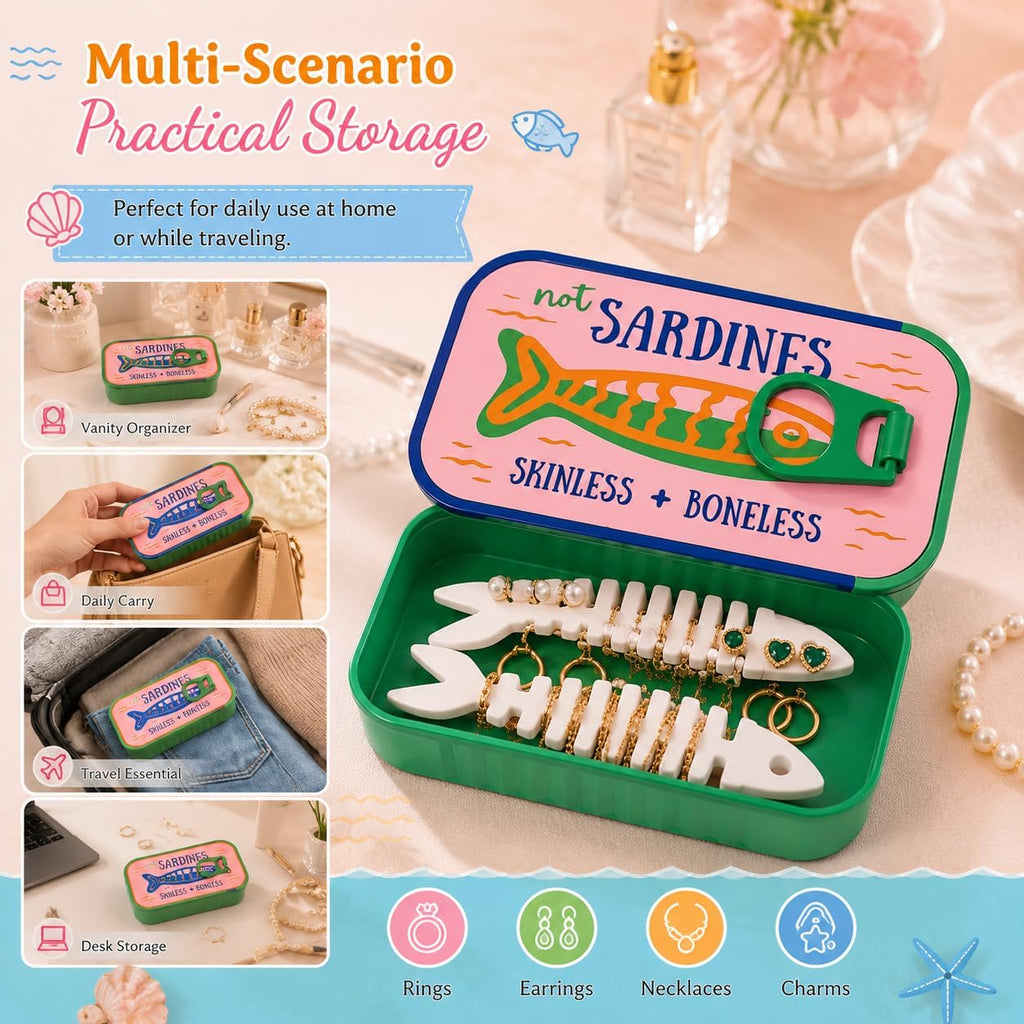 Sardines Travel Jewelry Case, Sardine Tin Jewelry Box, 3d Printed Sardine Tin Like Jewelry Case, with Fish-Shaped