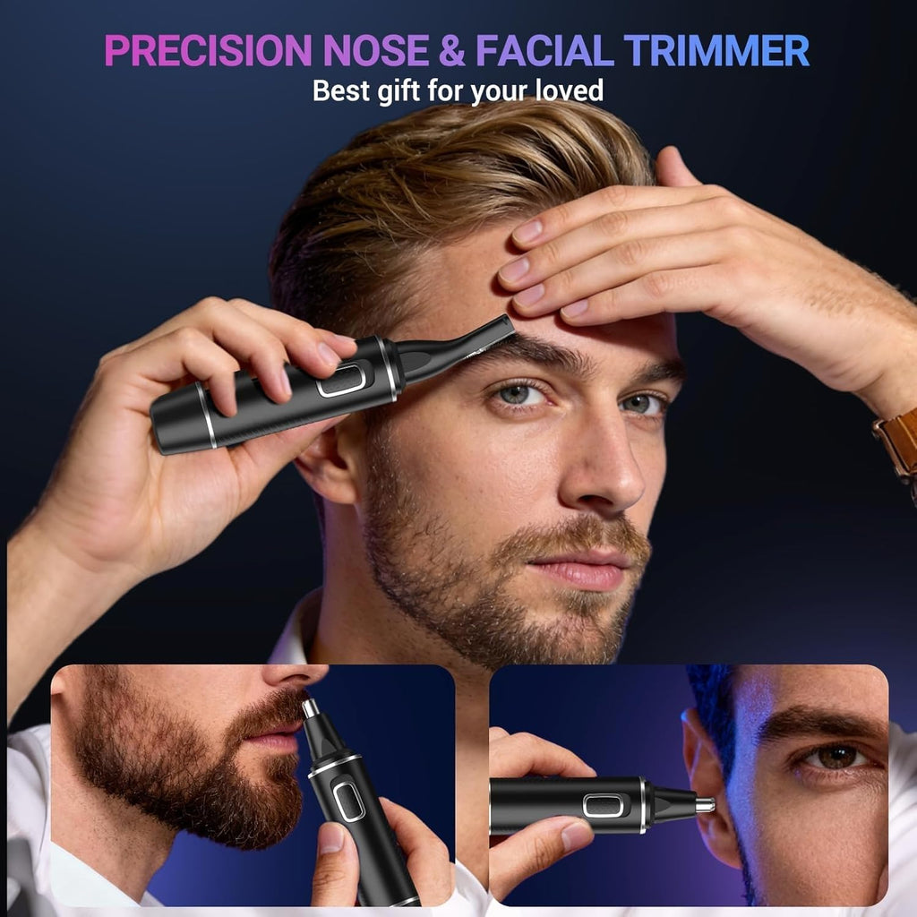 Nose Hair Trimmer for Men,Rechargeable Ear and Nose Trimmer,2026 Professional 2 in 1 Painless Eyebrow & Facial Hair