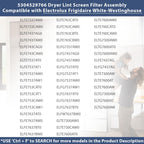 5304529766 Lint Filter Assembly Compatible with electrolux ELFE7637AT0