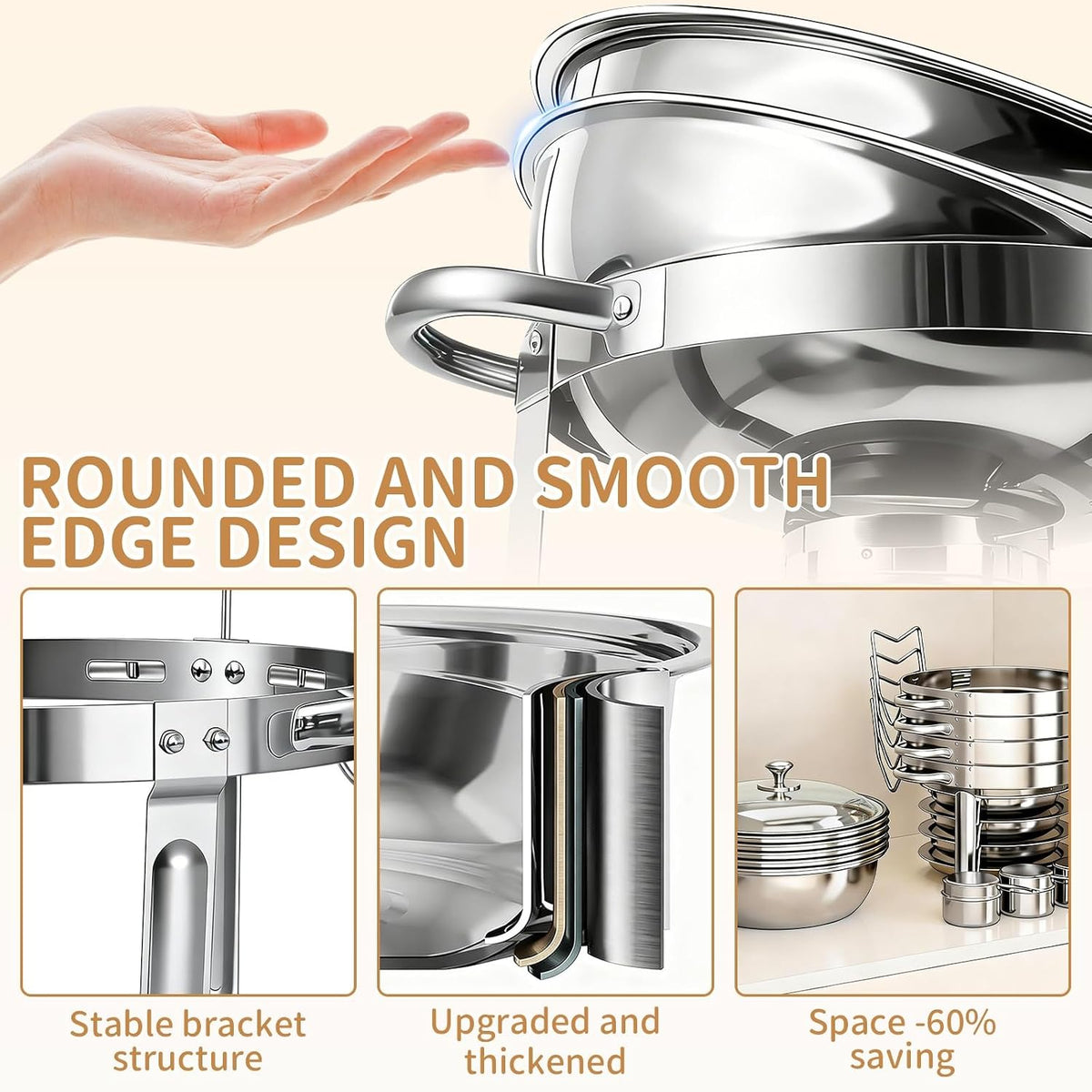 4Pack Round 7QT Stainless Steel Chafing Dishes for Buffet