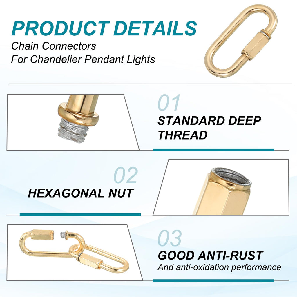MECCANIXITY Chain Connectors 4mm Thick Light Gold 3Pack