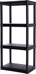 4-Shelf Plastic Storage Shelves, 48” x 23” x 14”, 200lb Capacity, Pantry, Office, Closet and Garage Shelves, Easy to