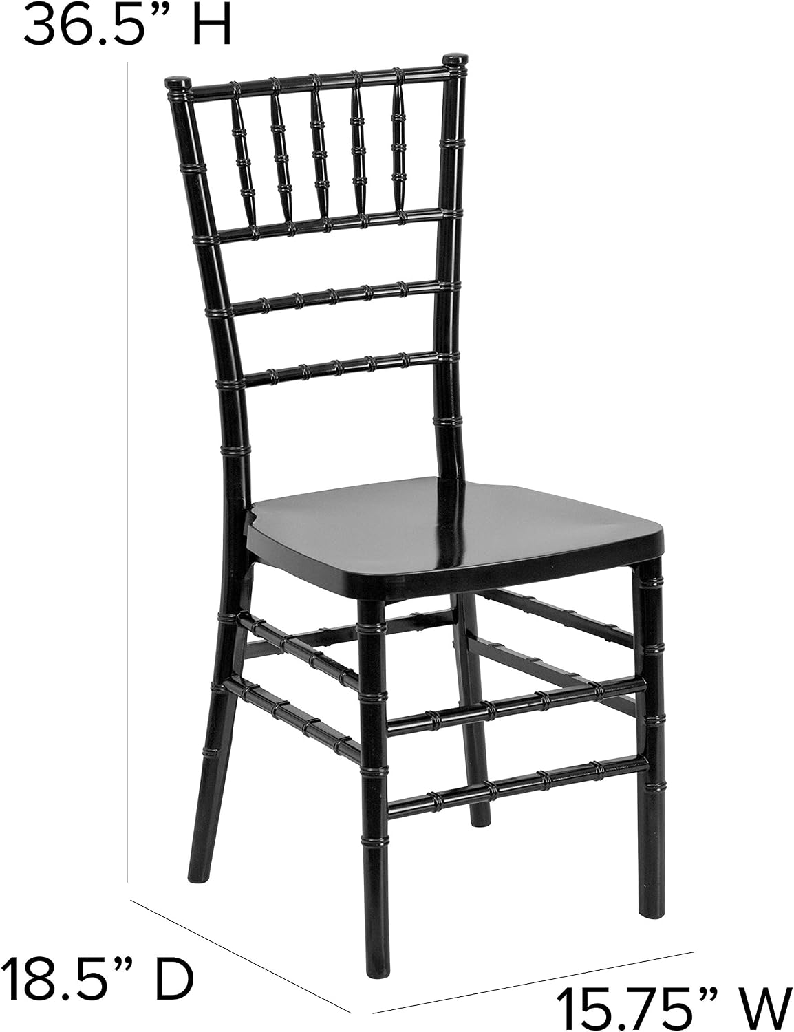 Hercules Stacking Resin Chiavari Chair, Black, 2-Pack