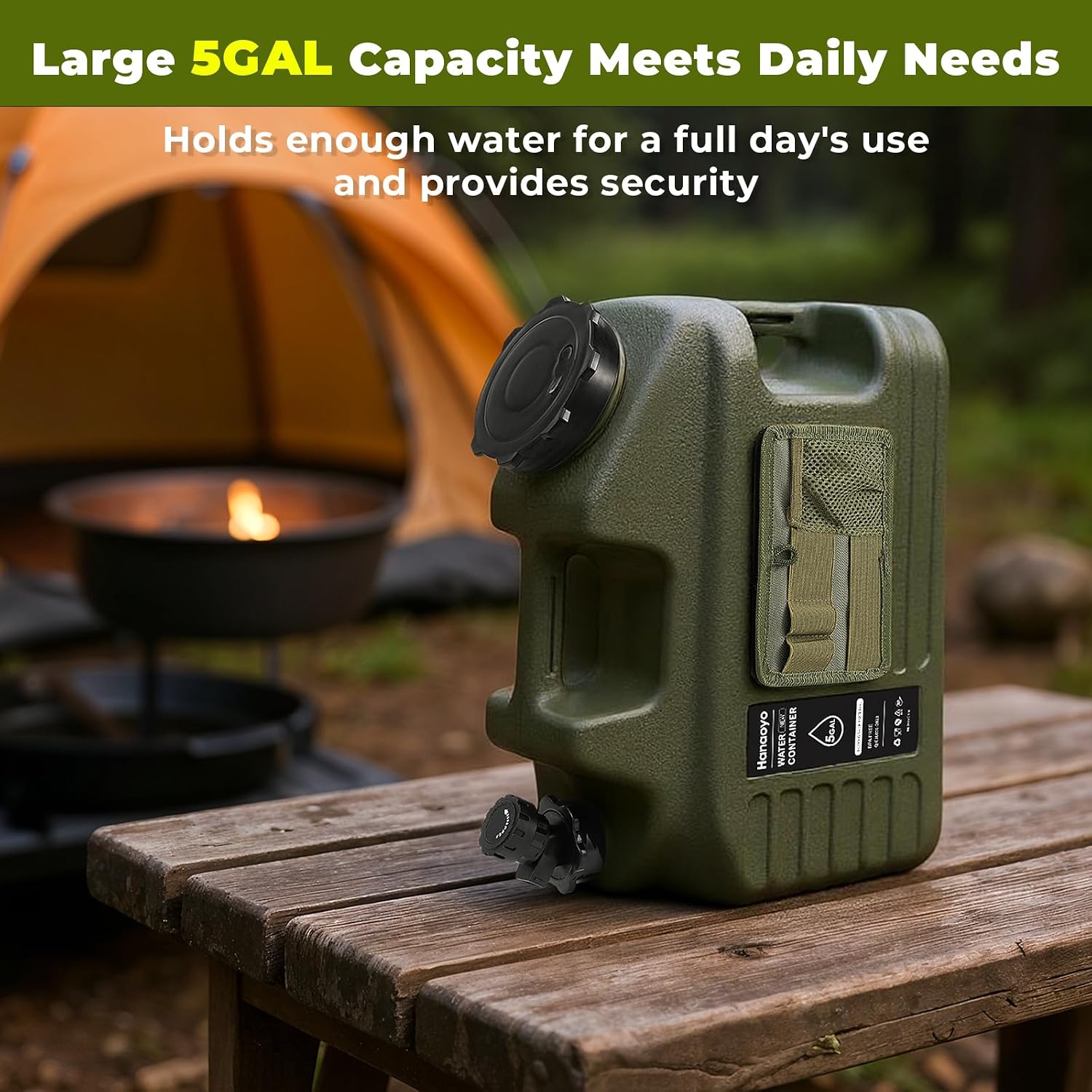 5 Gallon Camping Water Jug, Water Container BPA Free, Water Storage with Tool Bag & Spigot, Portable Water Tank