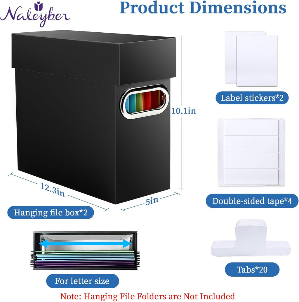 File Organizer Box with Lid & Handle, Thickened Cardboard Hanging File Folder Storage Boxes for Letter Size, Portable