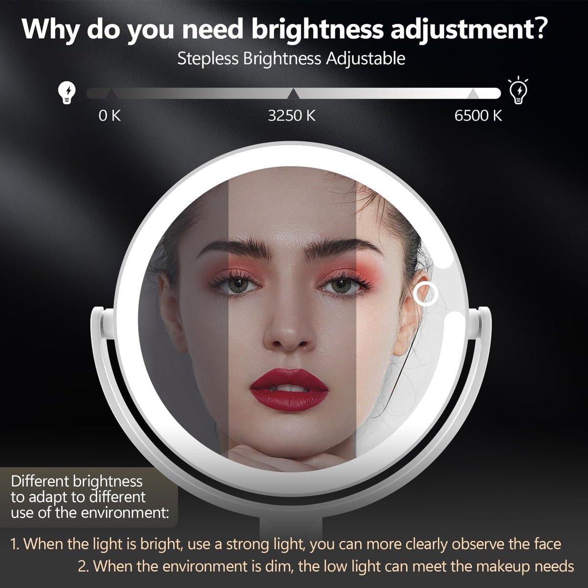 30X Magnifying Makeup Mirror with Lights, Rechargeable Desk Vanity Mirror