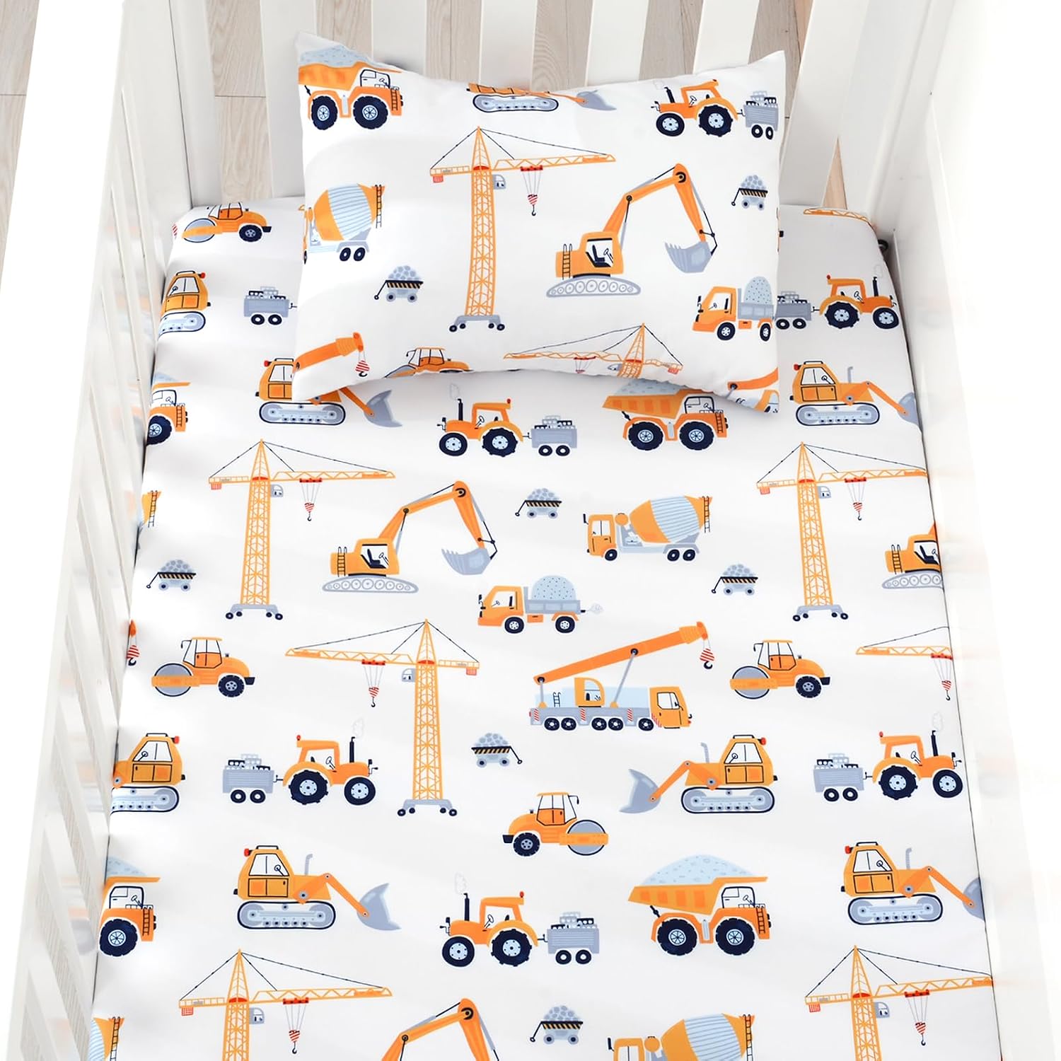 3 Piece Crib Bedding Set Soft Baby Crib Bedding Set Construction Trucks Crib Comforter Set - Comforter Sheet