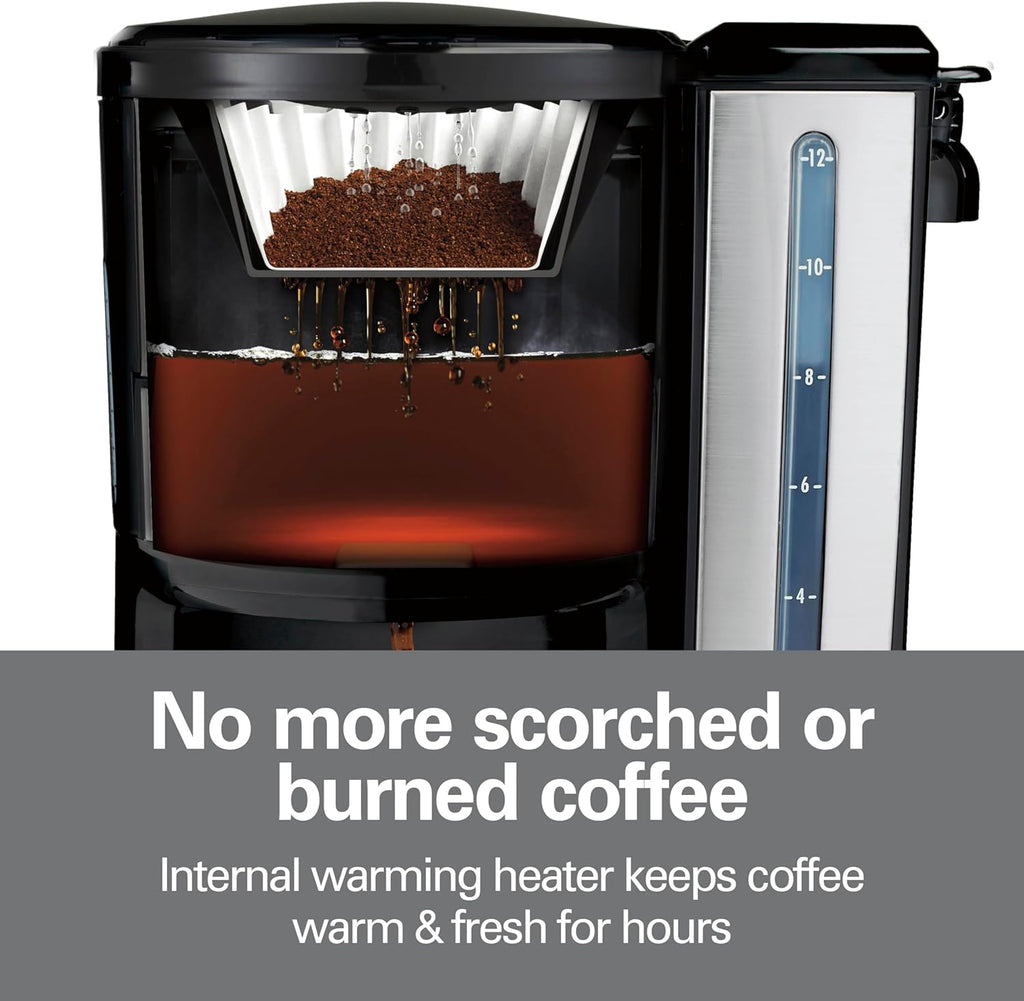 One Press Programmable Dispensing 12 Cup Coffee Maker with Internal Coffee Pot, Stays Warm and Fresh for Hours, 60