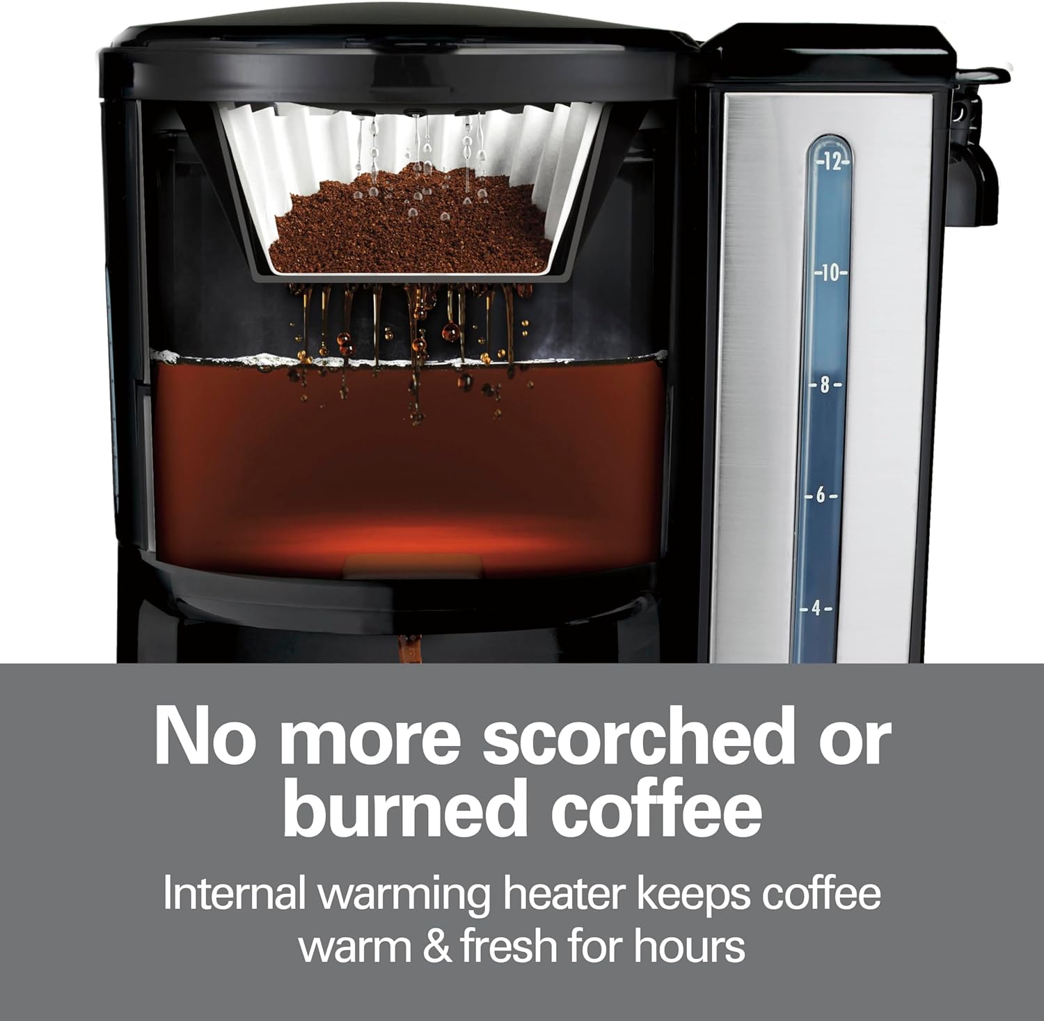 One Press Programmable Dispensing 12 Cup Coffee Maker with Internal Coffee Pot, Stays Warm and Fresh for Hours, 60