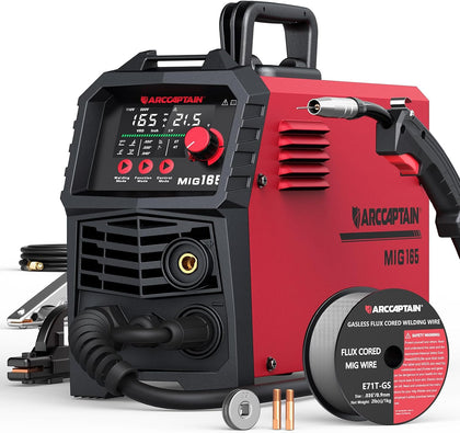165A MIG Welder 110V 220V 4-in-1 Gasless Gas MIG Stick Lift TIG | Clear Dispaly, Beginner Friendly, Synergy Control