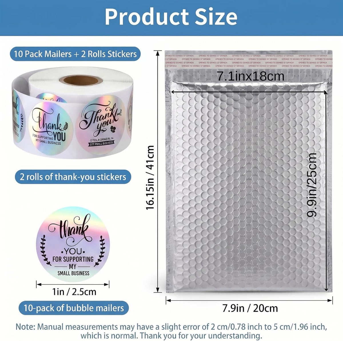 Insulated Shipping Mailers, 10 Pack, Silver, 8 x 11 Inch
