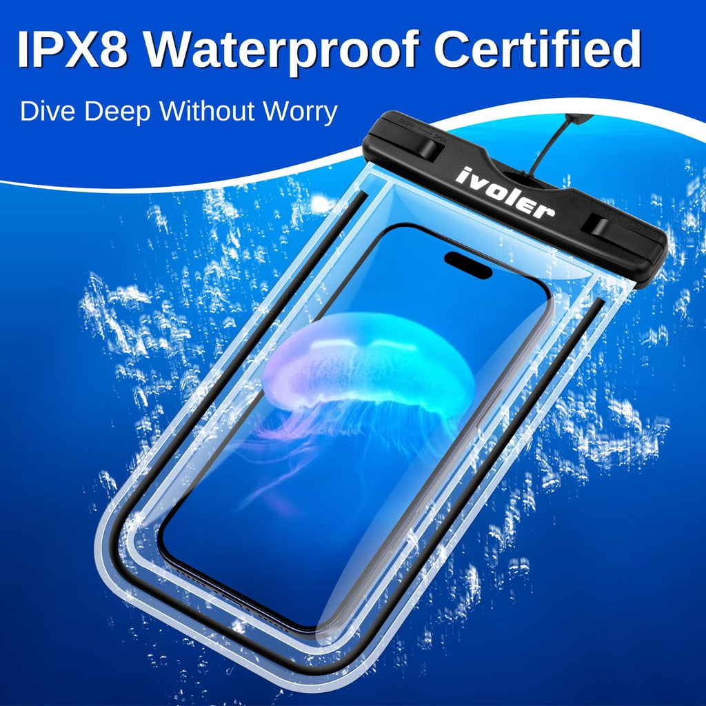 2-Pack Waterproof Phone Pouch, Cell Phone Dry Bag for iPhone 17/16/15 Pro Max, Samsung S26/S25 Ultra, Waterproof