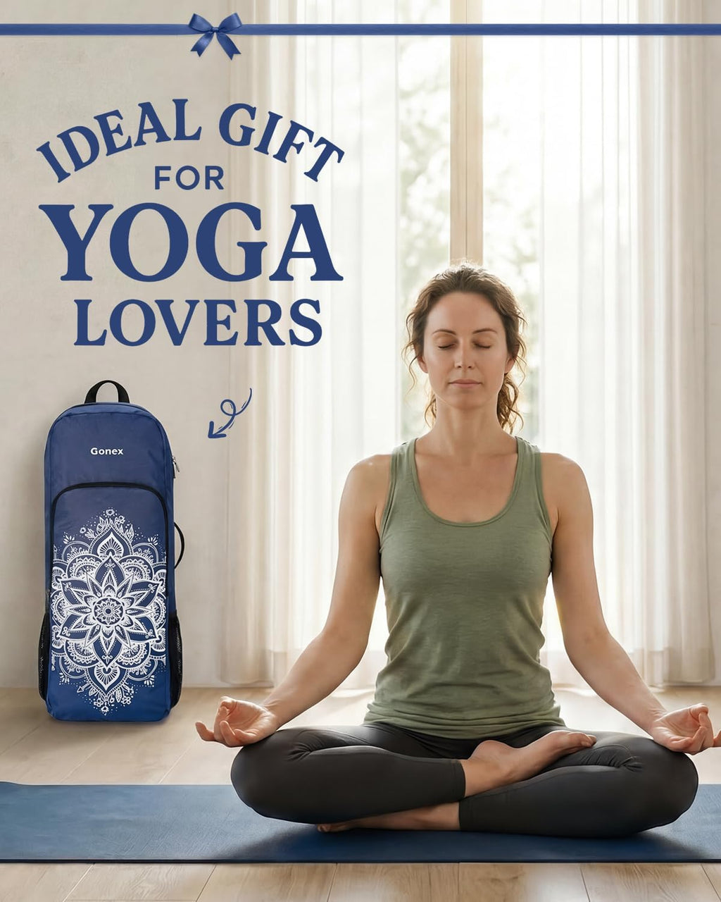 Yoga Mat Bag, 2 Carry Ways Yoga Backpack with Wet Compartment Metal Zippers for Women Men, Large Capacity Yoga Mat
