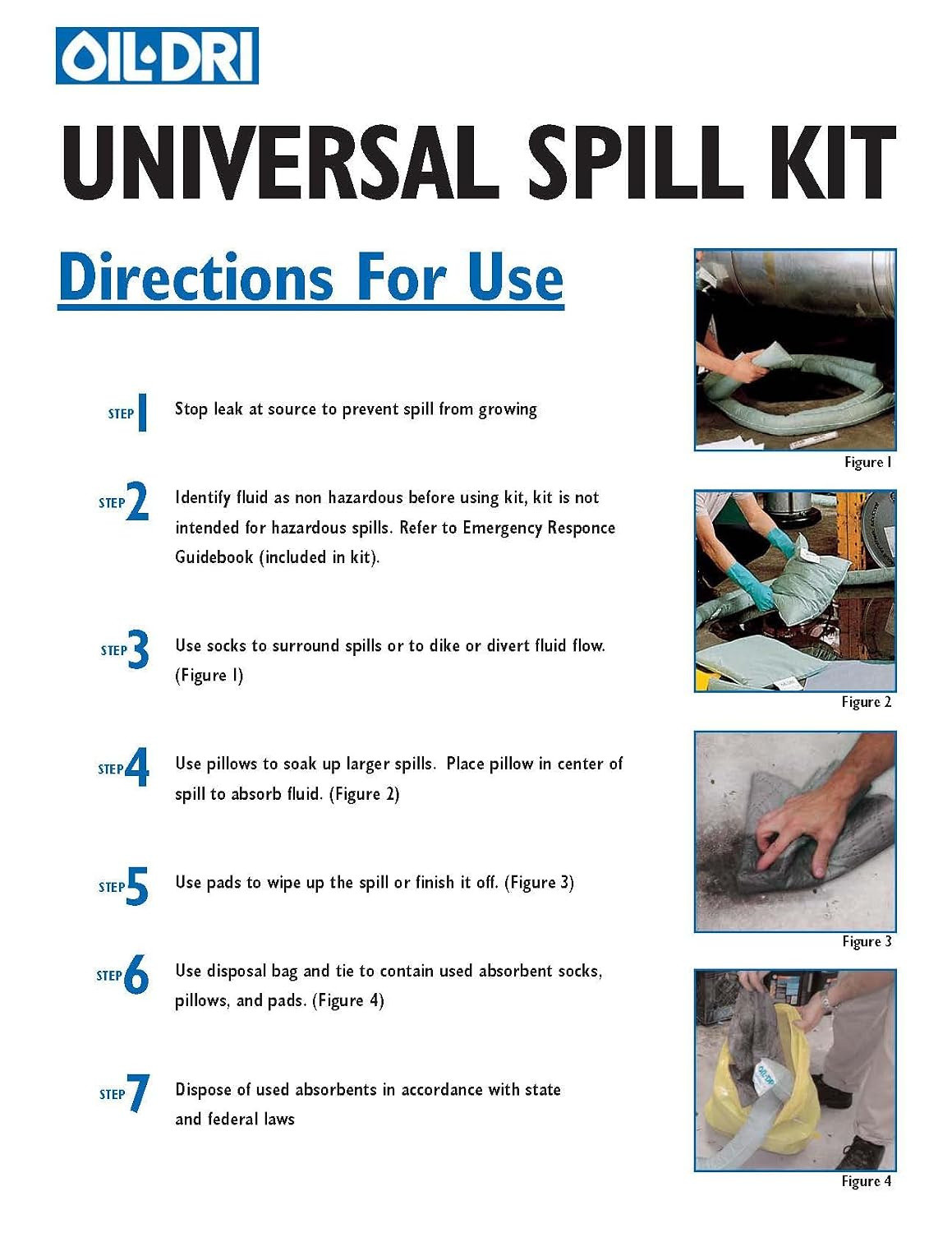 Oil-Dri L90435 Compact Universal 5-Gallon Bucket Spill Kit, 5-Gallon Maximum Absorption Capacity
