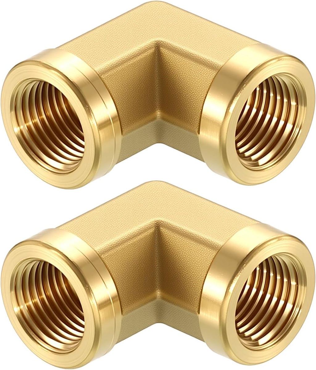 2 Pack 90 ° 1/8"FNPT to 1/8"FNPT Solid Brass Barstock Street Elbow