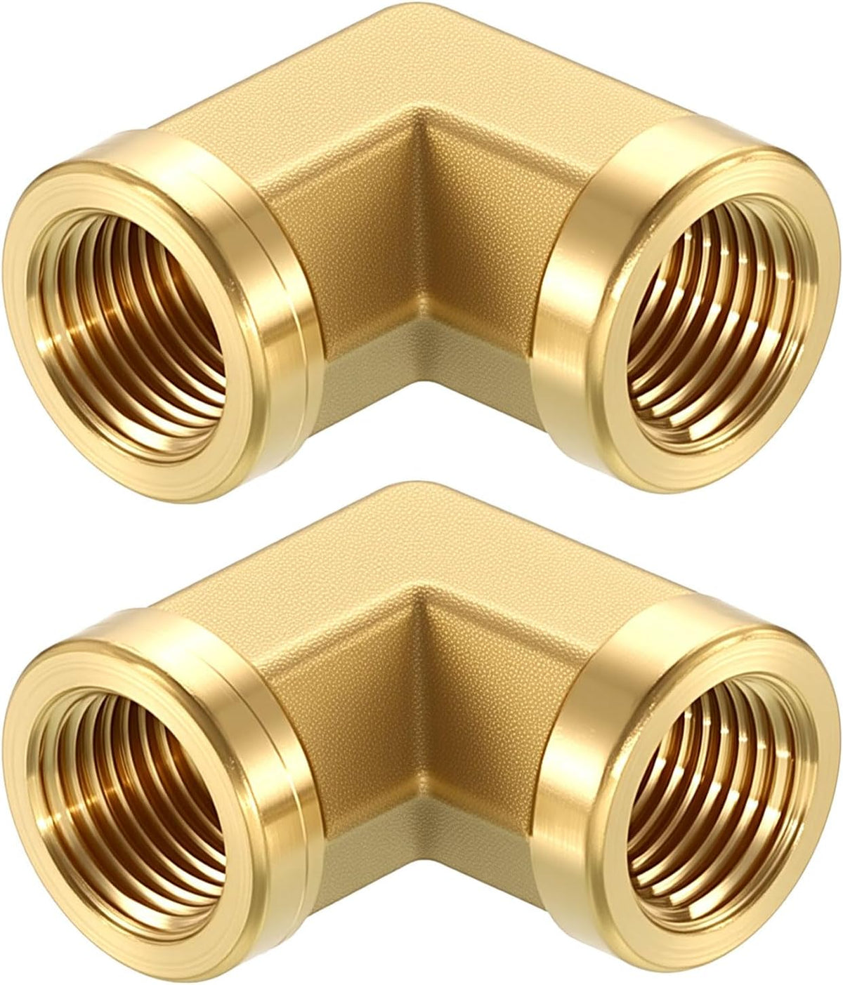 2 Pack 90 ° 1/8"FNPT to 1/8"FNPT Solid Brass Barstock Street Elbow