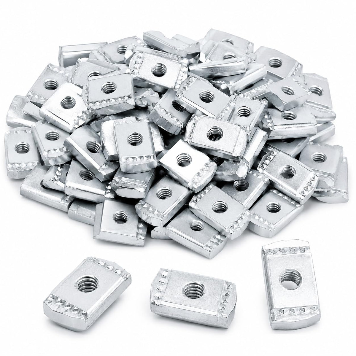 100 Pack 3/8-16 Strut Channel Nuts, 8mm Zinc-Plated Steel, No Spring