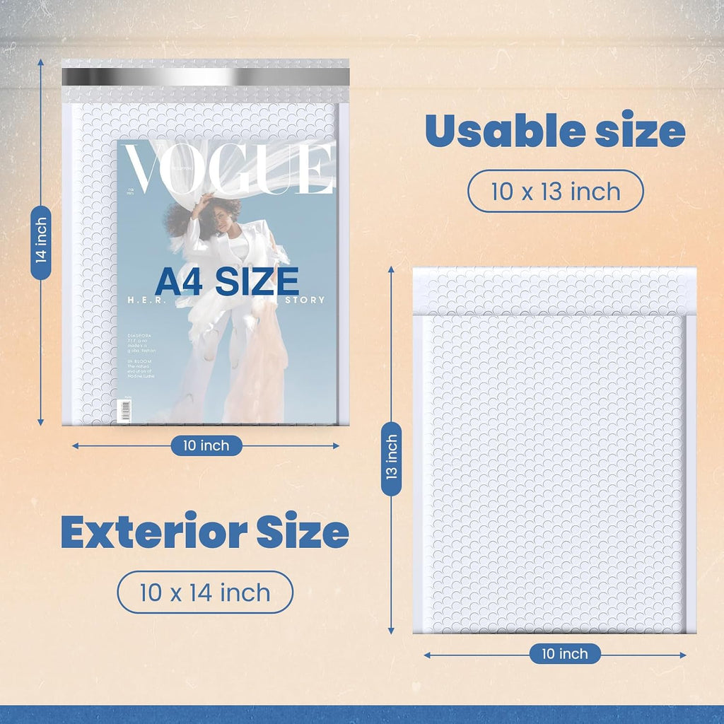 Bubble Mailers 10x13 Inch White 25 Pack Padded Envelopes