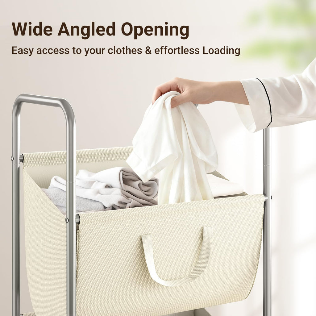 3-Tier Vertical Rolling Laundry Hamper with Wheels & Removable Bags