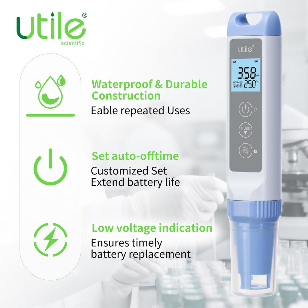 Utile Pocket pH Meter Pro, ±0.01 Accuracy pH Tester Kit