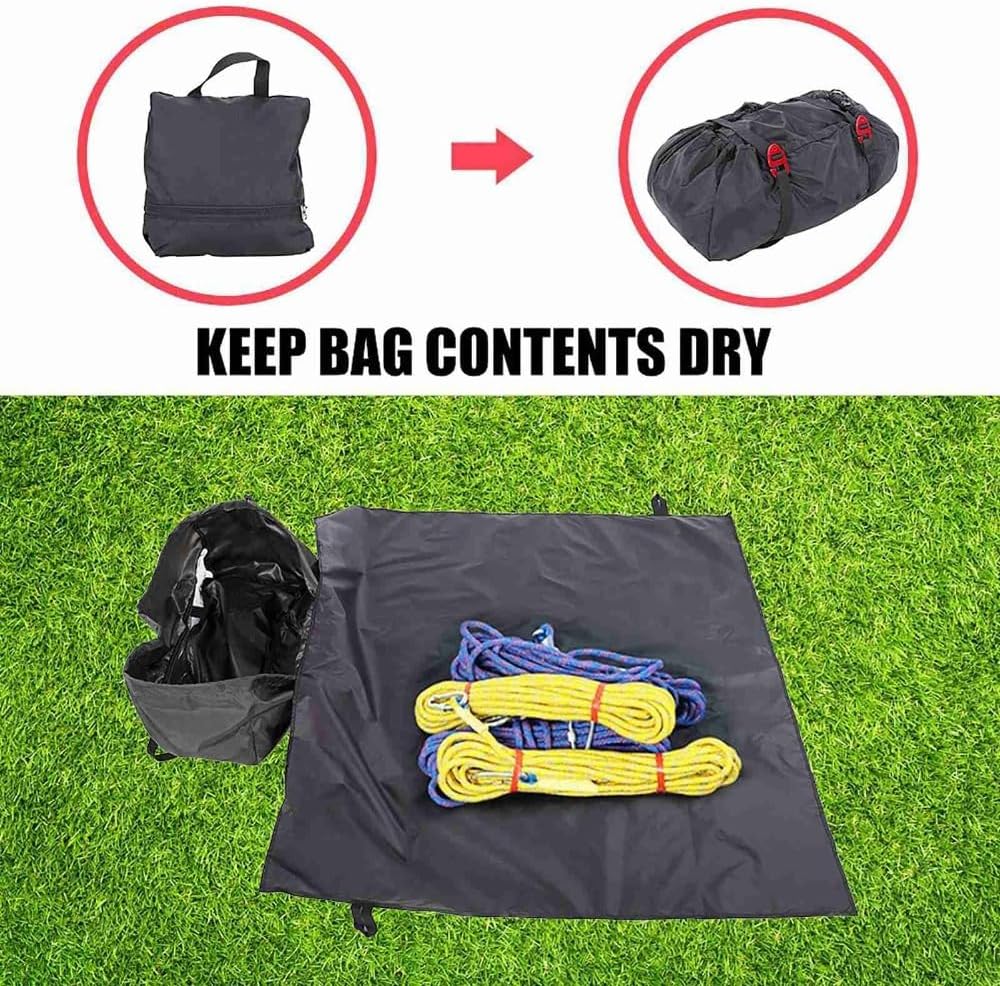 Rock Climbing Rope Bag – Water proof Oxford Folding Storage Backpack with Ground Sheet, Adjustable Shoulder Strap for