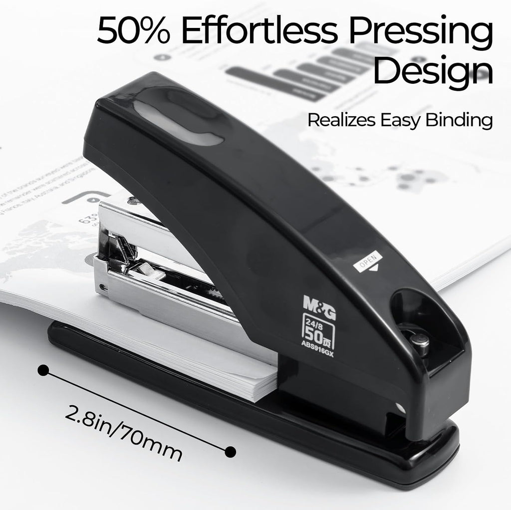Effortless Stapler for Desk, 50 Sheet Capacity, Heavy Duty Desktop Stapler with 1000 Staples & Staple Remover, One