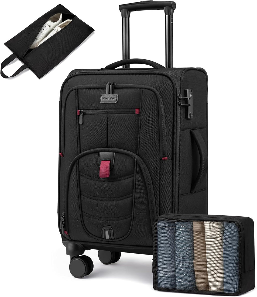 Carry On Luggage 22x14x9 Airline Approved, 22-Inch Suitcases with Spinner Wheels, Softside Carry-on Luggage with TSA