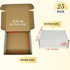 Small Shipping Boxes 7x6x2, Set of 25, White Corrugated Cardboard Box Mailer (YD762-25W)