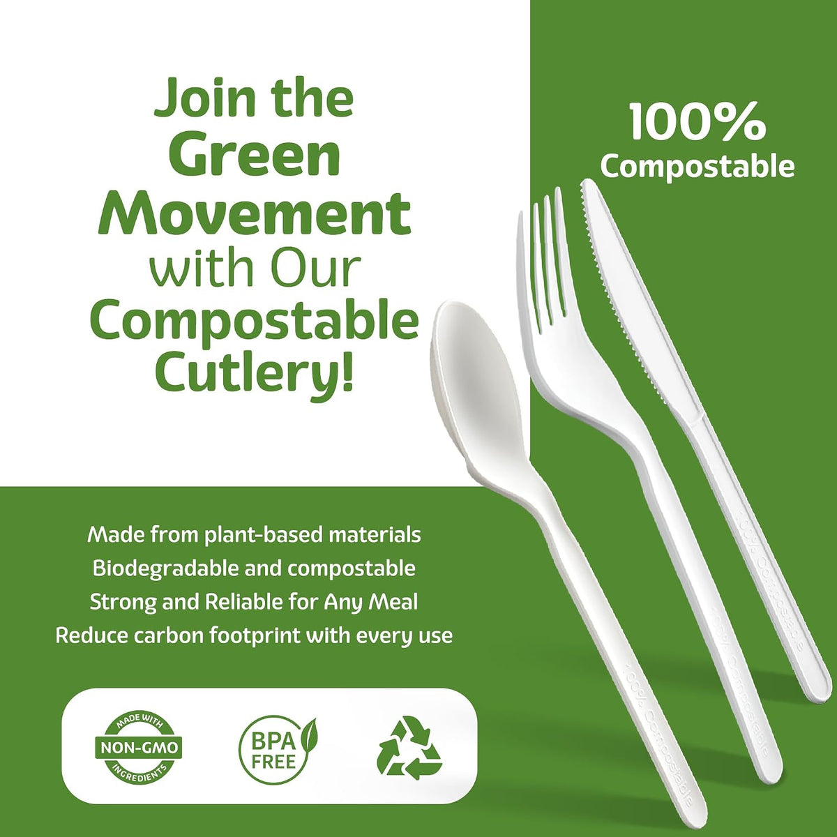 100% Compostable PLA Combo Cutlery Set 400 Pcs