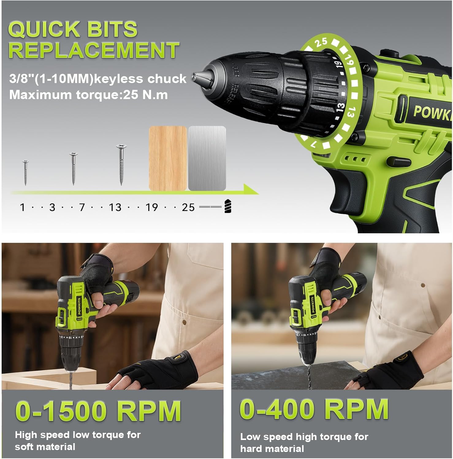 Cordless Drill Tool Set: 12V Power Drill Tool Kit with Battery & Charger, Portable Household Basic Drills Case for