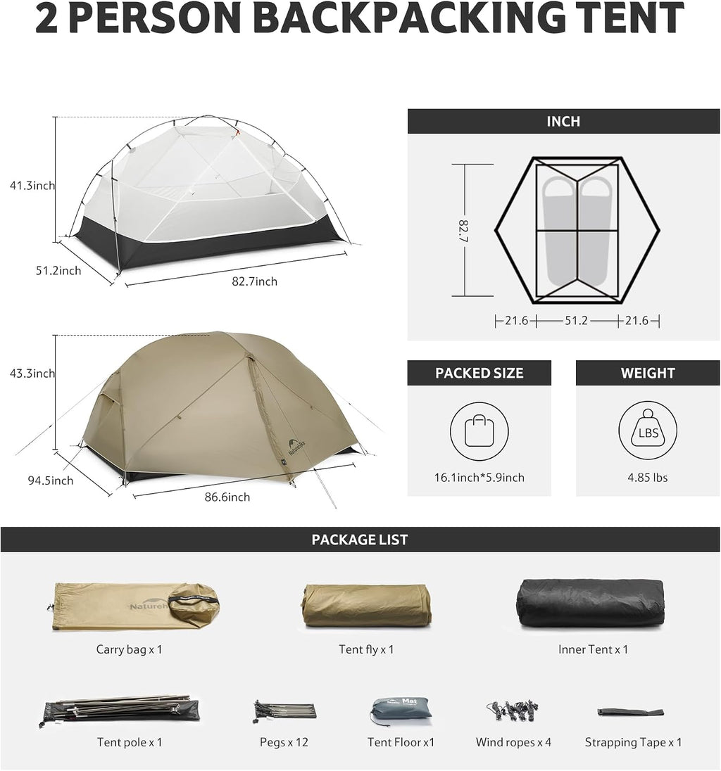 Mongar Upgraded 1/2/3 Person Backpacking Tent,Waterproof Lightweight Camping Tent with Footprint