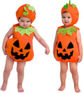 Halloween Baby Pumpkin Costume, Pumpkin Costume Toddler Outfit with Hood for Halloween Dress up party