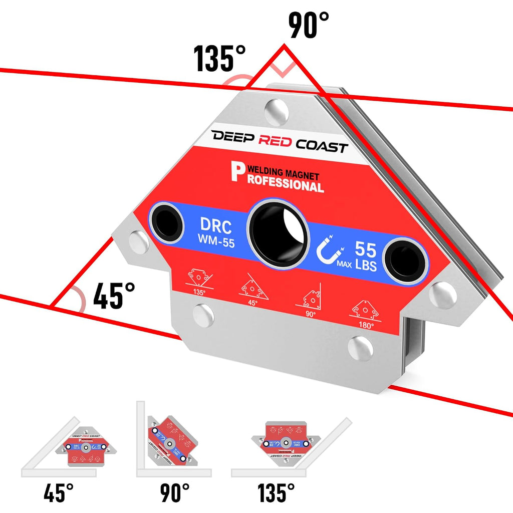 Welding Magnet Set, 4 Pack, 55LB | Multi-Angle Magnetic Welding Holders, 45° 90° 135° 180° for MIG Welding, Soldering