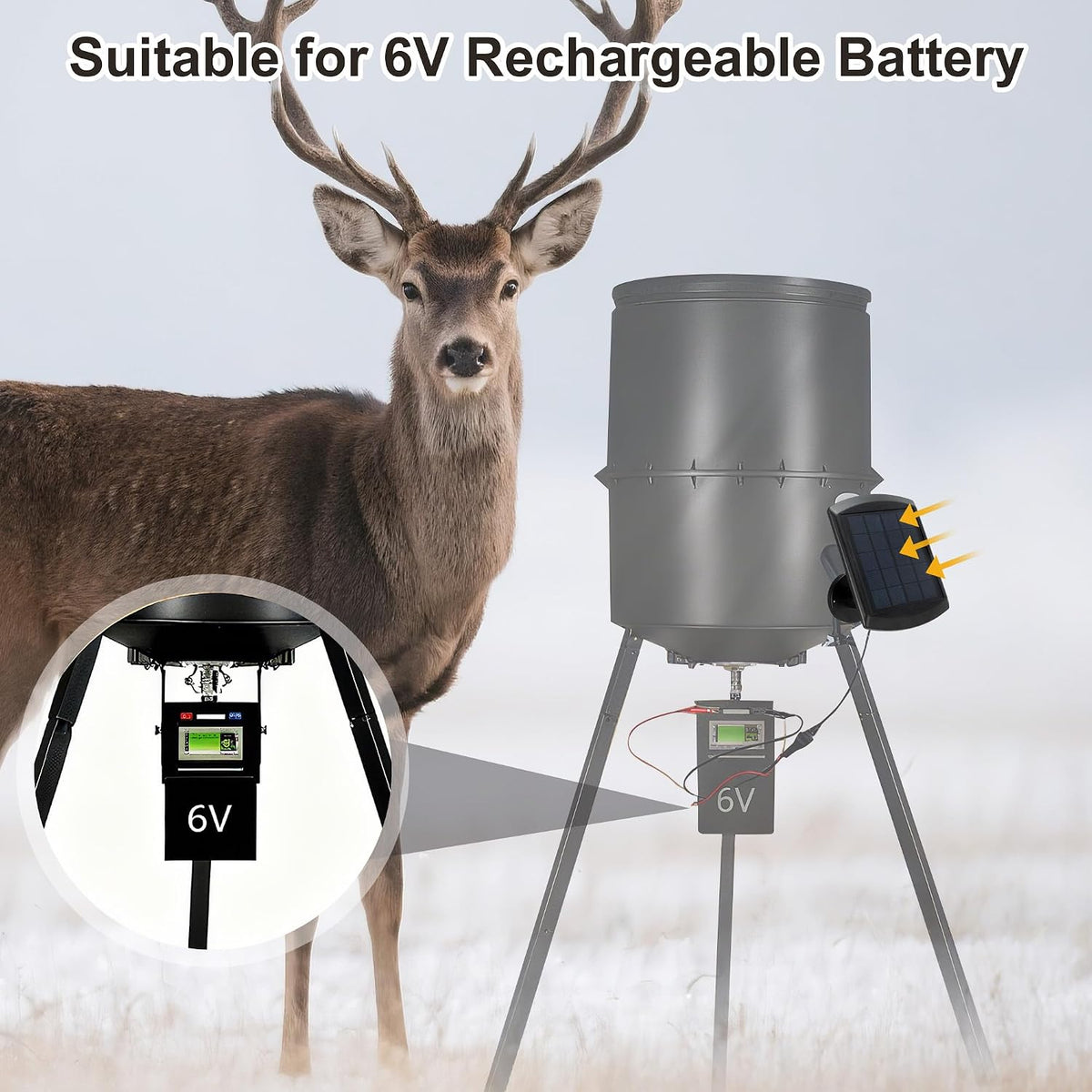 6V Solar Panel for Deer Feeder, Adjustable & Durable